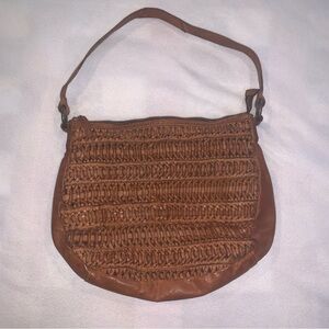 Vilenca Holland Hobo Bag Brown Cognac Woven Leather Shoulder Purse